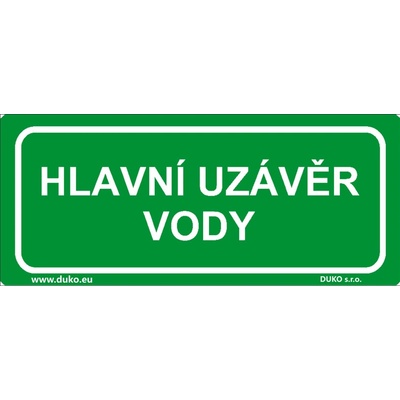 DUKO HLAVNÍ UZÁVĚR VODY Formát: 210 x 90 mm, Materiál: plast 1 mm, samolepící vinylová fólie