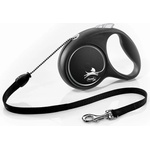 flexi Black Design повод за куче M до 20кг, 5м въже - черно