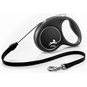 flexi Black Design повод за куче M до 20кг, 5м въже - черно