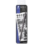STAEDTLER Комплект графитни моливи, метална кутия, шестостенни, STAEDTLER „Mars Lumograph 100B, 6 различни степени на твърдост, черни 100B G6 (100B G6)