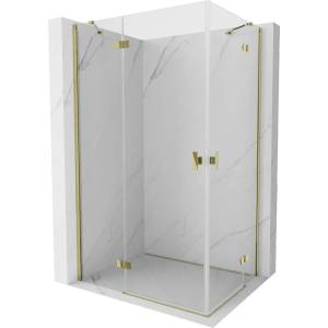 Mexen Mist-H Duo душ-кабина с отваряеми врати, дясна 70 x 75 см, прозрачна, златна - 8A5-070L-075P-50-00 (8A5-070L-075P-50-00)