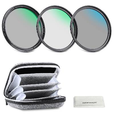 49mm UV/CPL/ND lens filter set with hard case, coated optical glass accessories & aluminum frame ultraviolet filter + circular polarization filter (CPL) + neutral density (ND4) filter - NW
