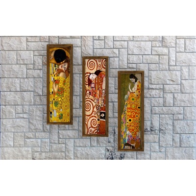 ASIR Obraz na MDF s rámem 3ks GUSTAV KLIMT 19 x 70 cm