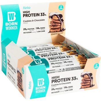 Born Winner Keto 33% High Protein Bar [12 x 60 грама] Бисквити с шоколад