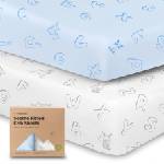 KeaBabies Чаршафи От Органичен Памук 2 Броя 60х120См Син/Бял Abc KeaBabies (KB-FCST-SKY)
