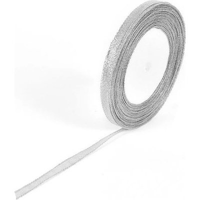 Stuha s lurexem šíře 10 mm stříbrné barvy