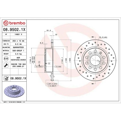 Brzdový kotouč BREMBO 08.9502.1X | Zboží Auto