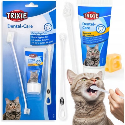 TRIXIE Sada dentální hygieny pro kočky pasta se sýrovou příchutí 50 g dva zubní kartáčky – Zboží Mobilmania