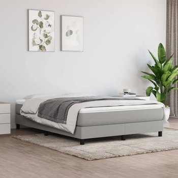 vidaXL Боксспринг легло с матрак, светлосиво, 160x200 см, плат (3144085)