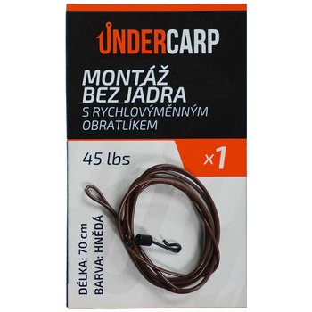 UnderCarp Hotový Náväzec Montáž bez jadra s rýchlovýmenným obratlíkom 45 lbs / 70 cm hnedá