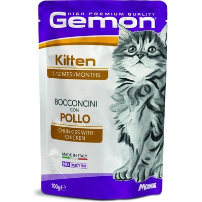 Gemon cat chunkies kitten with chicken - Пауч за подрастващи котета с Пиле - 100гр