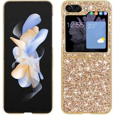 GKK Калъф с Блестяща Декорация за Samsung Z Flip 5, Glitter Case, Златист (5906601490694)