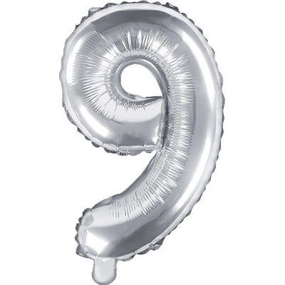 PARTYDECO Foliová číslice 9 stříbrná 35cm 553743