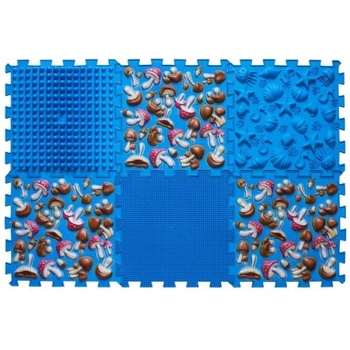 Ortek Масажна ортопедична подложка Пъзел "Mix" 6 елемента Синя гъба