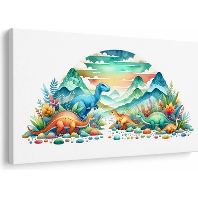 Obraz farebné dinosaury v horách