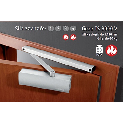 ACT Geze TS 3000 V Svěrná deska pro skl. dveře AC-T Strieborná