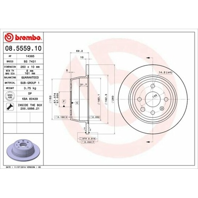 BREMBO brzdový kotúč 08.5559.10, súprava 2 ks