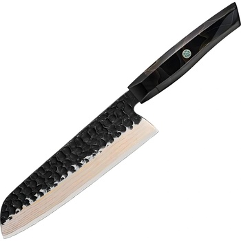 HARAHU Дамаски кухненски нож ZA-37581 - Santoku / Черен / Кафяв KP37581 (ZA-37581)