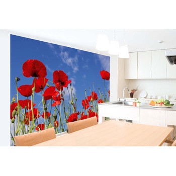 DIMEX ART s. r. o Самозалепваща се флизелинова фототапета червени макове 375 x 250 см