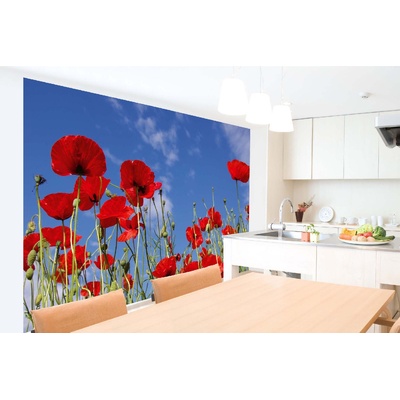 DIMEX ART Самозалепваща се флизелинова фототапета червени макове 375 x 250 см