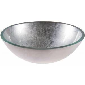 Inter Ceramic Мивка за плот Inter Ceramic от кръгло стъкло, лъскаво сребристо, 42 см (042SILVER)