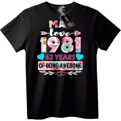 NOONEBRAND Тениска 1981 42 Години Страхотен - M, Black