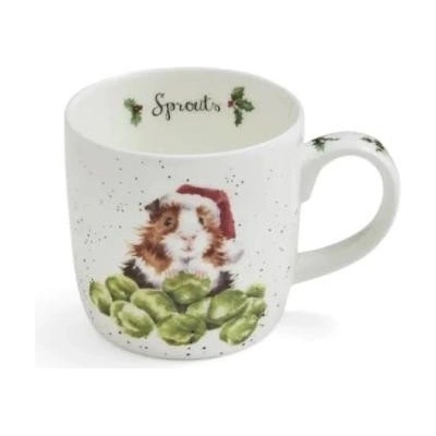 Vánoční porcelánový hrnek Wrendale Designs Sprouts Morče 310 ml
