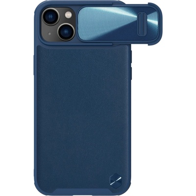 Nillkin Кейс с протектор за камера Nillkin CamShield Leather S за iPhone 14 Plus, син (6902048249721)