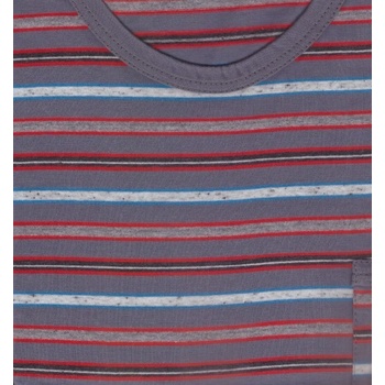 Šestý smysl pánské pyžamo dlouhé s okrouhlým výstřihem šedo červené