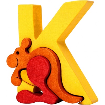 Fauna vkládací puzzle z masivu Abeceda písmenko K klokan