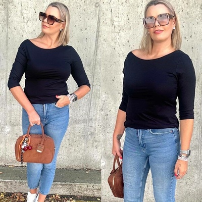 Edena Uni basic tričko s 3/4 rukávem černé