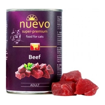 nuevo Cat Beef - Консервирана храна с чисто говеждо месо за израснали котки, 400 гр