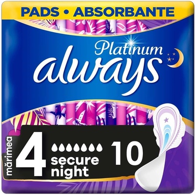 Always Platinum Ultra Night Hygienické vložky s krídelkami 10 ks