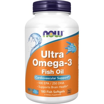 Image 1 of NOW Ultra Omega 3 | Fish Gelatin Softgels [180 Гел капсули]