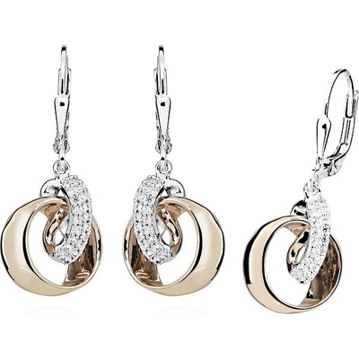 Silver Cat štýlové bicolor náušnice s kubickými zirkónmi SC445