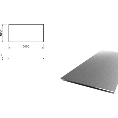 Nerezový plech kartáčovaný (1.4301/7) 1x2 m, tloušťka 1 mm + fólie