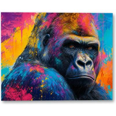 Plakát – Portrét gorily v pop-artových barvách 75 × 60 cm Bez rámu Ne Bez rámu – Hledejceny.cz