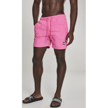 Urban Classics Barevné plavky šortky kontrastní šňůrkou růžová neonová