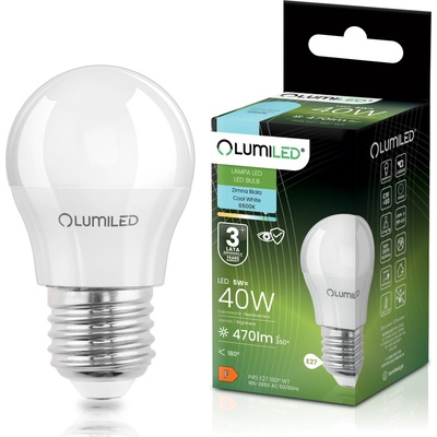 Lumiled LED žiarovka E27 P40 5W = 40W 470lm 6500K Cold 180°