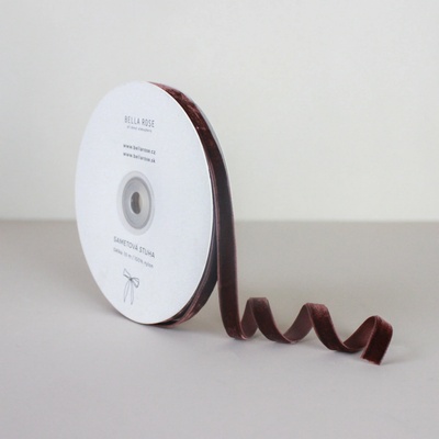 Bella Rose Sametová stuha 1 cm – Brown (10 m), hnědá barva, textil – Zboží Dáma