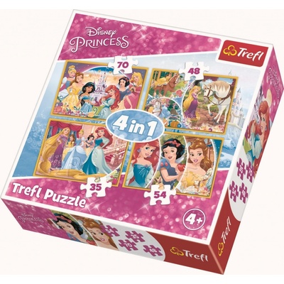 Trefl Disney princezny Veselé krásky 4v1 35,48,54,70 dielov