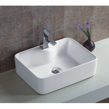 Inter Ceramic УМИВАЛНИК ВЪРХУ ПЛОТ ICB 864 48x37x13см С ЦЕНТР. ОТВОР БЯЛ (864)