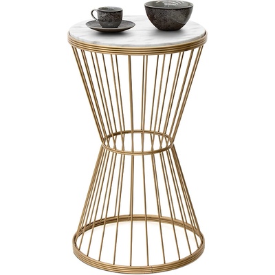 TopMebel Hoffman TopMebel помощна маса от метал и МДФ в бял - златист цвят 35x35x58cm
