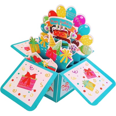 Изскачаща 3d поздравителна картичка за рожден ден с балони
