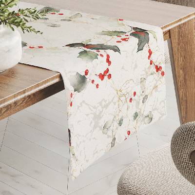 Biante Luxusný vianočný behúň Parma PM-135 Cezmíny s vetvičkami na strieborno-krémovom 45x120 cm