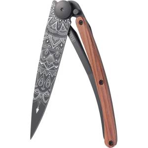 DEEJO 1gb125 tattoo black / Ултралеко джобно ножче с дръжка от екзотично коралово дърво (1gb125)