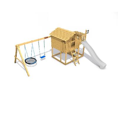 Dětský domeček Monkey´s Home Chatrč pirát Storm s houpačkami - modré .