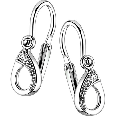 Zlaton Visací náušnice bílé zlato kapka se zirkony 1.4cm 1.05g 001480907247