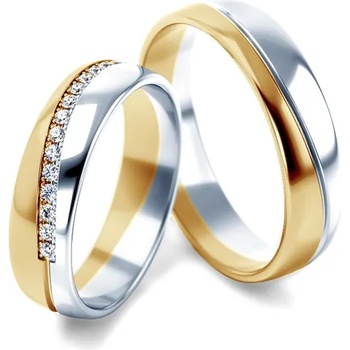 Image 1 of SAVICKI Сватбенихалки: двуцветно злато, полукръгъл профил. 4.5 мм