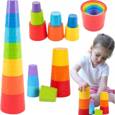 Teddies Kubus pyramida skládanka kulatá barevná 7ks